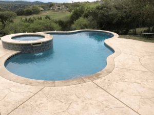 Backyard pool with spa and scenic view
