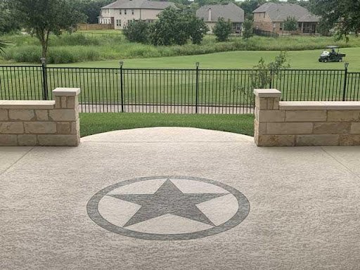 Patio with star design facing golf course