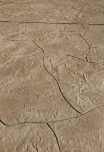 Stamped concrete with textured patterns.